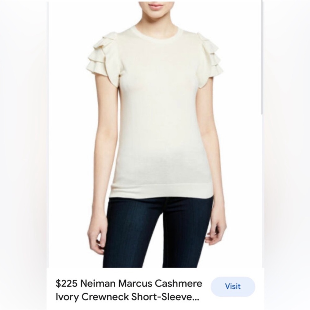 Neiman Marcus Cream Ruffle Sleeve Top